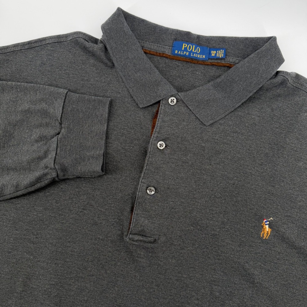 Polo Ralph Lauren Men's Long Sleeve Dark Gray Polo Shirt Big Tall 3XB